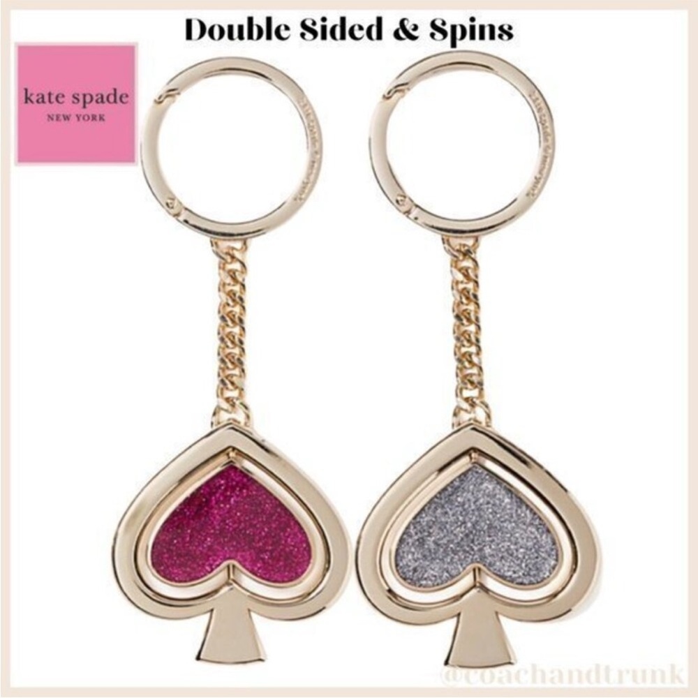 Kate Spade New York Gold Double Sided Sparkle Swivel Bag Charm NWT Christmas